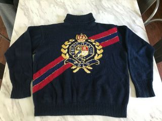 Vintage Ralph Lauren Crest Sweater Polo Country 1992 Sportsman Browns