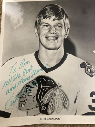 Keith Magnuson Chicago Blackhawks Classic Autographed 8x10 B/w Photo