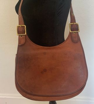 Vintage Coach Orange Leather Saddle Bag Crossbody Bag Purse Flap York City