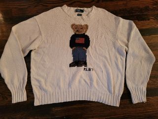 Vintage Polo Ralph Lauren Snowbeach Indian Usa Rare 1992 Bear Sweater Size Xxl