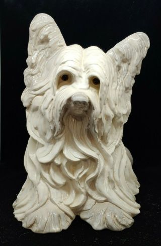 Rare Vintage Kay Finch Skye Terrier Large Ceramic Figurine Sitting Near