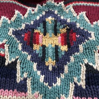 Rare Vintage Ralph Lauren Hand Knit Aztec Navajo Southwestern Country Cardigan 2
