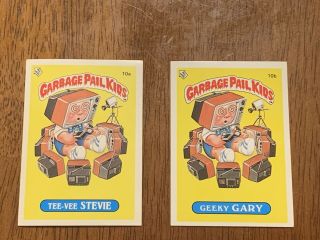 1985 Garbage Pail Kids Uk Mini Series 1 10a Tee - Vee Stevie 10b Geeky Gary Os1