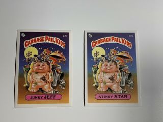 1985 Garbage Pail Kids Uk Mini Series 1 22a Junky Jeff 22b Stinky Stan Gpk Os1
