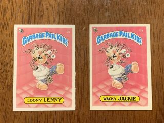 1985 Garbage Pail Kids Uk Mini Series 1 17a Wacky Jackie 17b Loony Lenny Gpk Os1