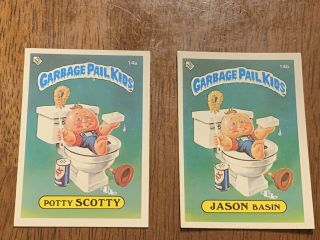 1985 Garbage Pail Kids Uk Mini Series 1 14a Potty Scotty 14b Jason Basin Gpk Os1