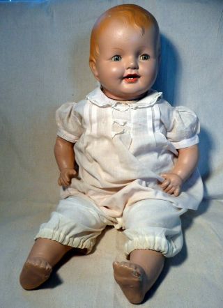 Large Antique Composition Baby Doll,  Cloth Body,  Voice Box,  26 "