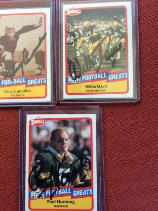 Paul Hornung,  Willie Davis & Tony Canadeo Deceased Packer Hall Of Famers Autos