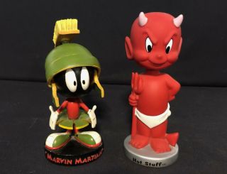 2001 Harvey Comics Hot Stuff Devil Bobblehead And Marvin The Martin Looney Tunes