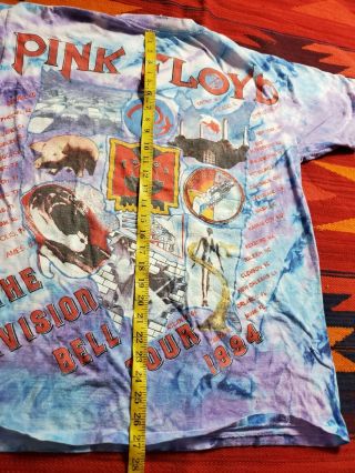 Pink Floyd The Division Bell Tour 1994 Mens T - Shirt Blue Tie Dye Crew Vtg L - XL 3
