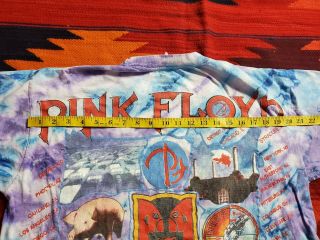Pink Floyd The Division Bell Tour 1994 Mens T - Shirt Blue Tie Dye Crew Vtg L - XL 4