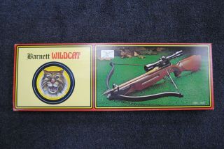 Vintage Barnett Wildcat Crossbow,  Wood Stock W/ Box And Arrows Collectable Rare