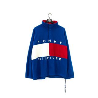 Vintage 90s Tommy Hilfiger Outdoors Spell Out Big Flag Fleece Sweatshirt Size Xl