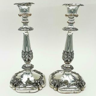 Pair William Iv Old Sheffield Plate Candlesticks C1830 Roberts Smith & Co 27cm