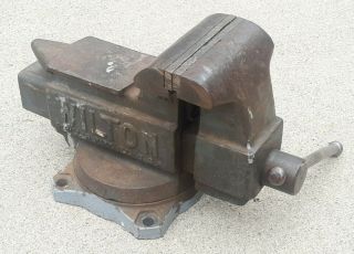 UNRESTORED VTG WILTON 645 BENCH VISE 5 IN JAW 32 lbs USA MADE WORKSHOP TOOL 2
