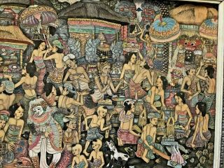 Incredible Vintage Sadia Ubud Balinese Painting Bali Singed Orig.  Frame 2