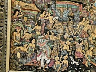 Incredible Vintage Sadia Ubud Balinese Painting Bali Singed Orig.  Frame 3