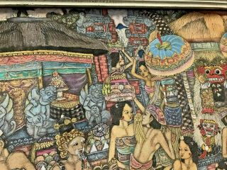 Incredible Vintage Sadia Ubud Balinese Painting Bali Singed Orig.  Frame 5