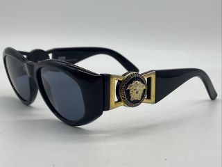Vintage Sunglasses Gianni Versace Mod 424/m Col 852 Black Gold Medusa Biggie