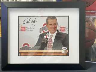 Psa/dna Certified - Urban Meyer Signed Photo Framed Ohio State Buckeyes Coach