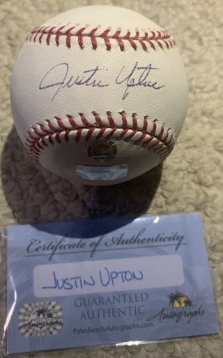 Justin Upton Signed Rawlings Official Mlb Baseball Los Angeles Angels With