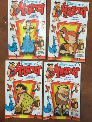 Vintage 1976 Hanna Barbera The Flintstones Magnets Set Of 4 Never Been Opened