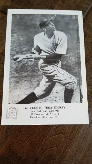 Bill Dickey Signed Auto Photo Card York Yankees Hall Of Fame Hof Catcher