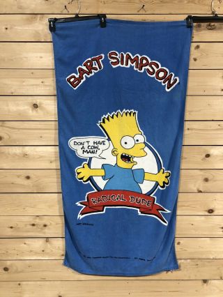 Vintage Bart Simpson “don’t Have A Cow Man” Radical Dude The Simpson Beach Towel