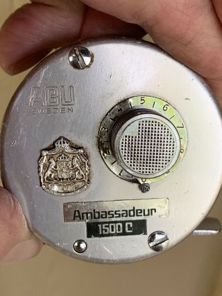 Vintage Abu Garcia Ambassadeur 1500c Reel Baitcasting Gray Sweden