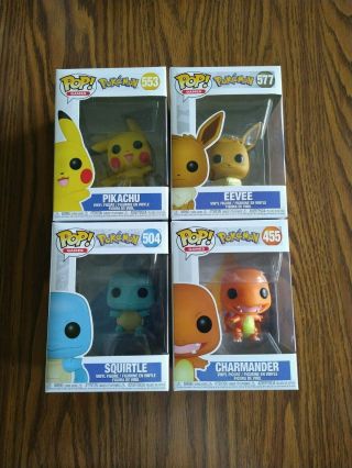 Pikachu,  Eevee,  Squirtle,  And Charmander Funko
