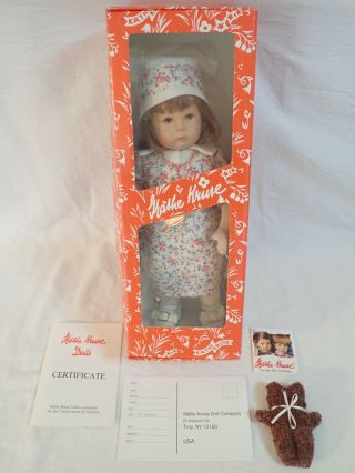 Vintage Kathe Kruse Pimperuella Cloth Body 14 " Girl Doll W/ Box & Tag