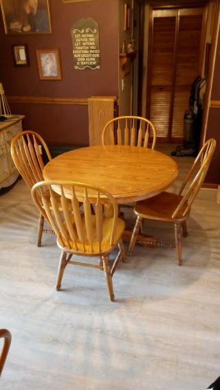 Furniture Round Dining Table And 6 Chairs Set - Oak,  Solid Wood,  Set.
