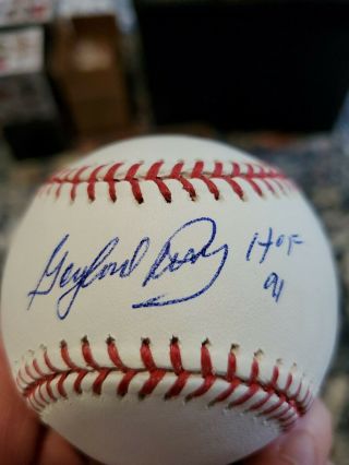 Gaylord Perry Signed Baseball Jsa Certified W/hof 91 Inscription Indians 19/36