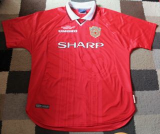 Manchester United Fc Umbro Home Shirt Xl 46 " Vintage Rare Champions League 1999