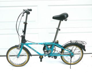 Vintage Dahon Classic III Bicycle 3 speed Folding Bike Teal 16 