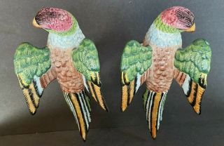 VTG PAIR (2) MOTTAHEDEH Williamsburg Parakeets Parrots Birds Figurines PERFECT 5
