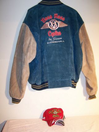 Vintage Split Leather Boss Hoss Motorcycle Jacket Siron Bloomington Illinois 2xl