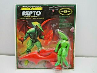 Vintage 1979 Mego Micronauts Repto Action Figure On Opened Card Bubble