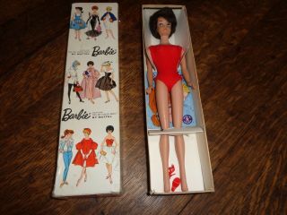 Vintage Barbie 5 Brunette Bubblecut W/ Box & Accessories In Package