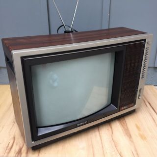 Vintage 19” Sony Trinitron Woodgrain Color TV KV - 1915 Gaming 1982 2
