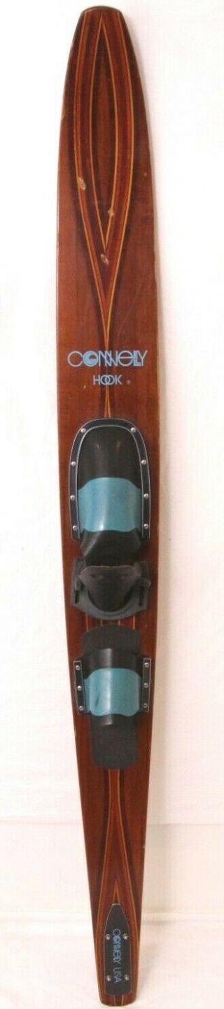Connelly Hook Vintage Brown Bindings Slip - On Inlay Wood Slalom Water Ski