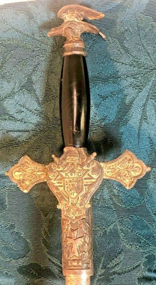 Vintage Knights Of Columbus Sword With Eagle Handle 36 Inch W/sheath