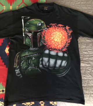 Men’s Vintage Single Stitch Boba Fett Star Wars T Shirt Size L Made In Usa