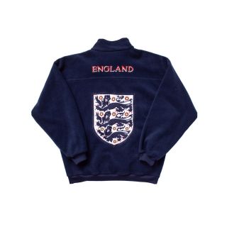 Vintage 90s Embroidered England Fleece Football Training Drill Jacket