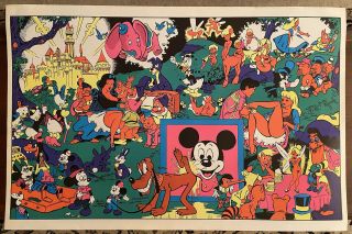 Vintage Disney Black Light Orgy Land Poster Sex Mickey Wally Wood 1967