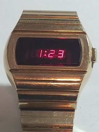 Hamilton Red Digital Led Watch Vintage Pulsar Wristwatch Rare