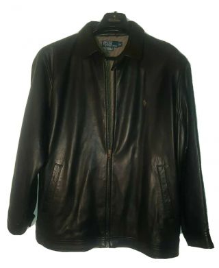 Vintage Polo Ralph Lauren Lambskin Leather Jacket Coat Size Xl Black