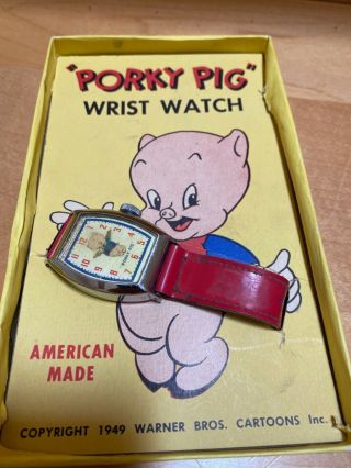 Rare Vintage 1949 Ingraham Looney Tunes Porky Pig Character Watch Box