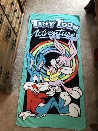 Vintage 90s Tiny Toon Adventures Beach Bath Towel Babs Buster Bunny Tiny Tunes