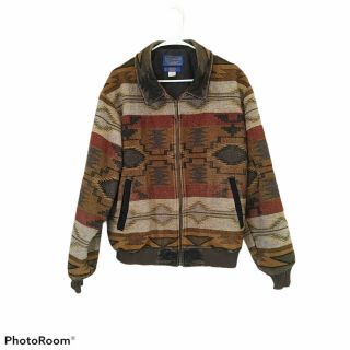 Vintage Pendleton Western Wool Blend Jacket Coat Navajo Aztec Men L Bomber Usa